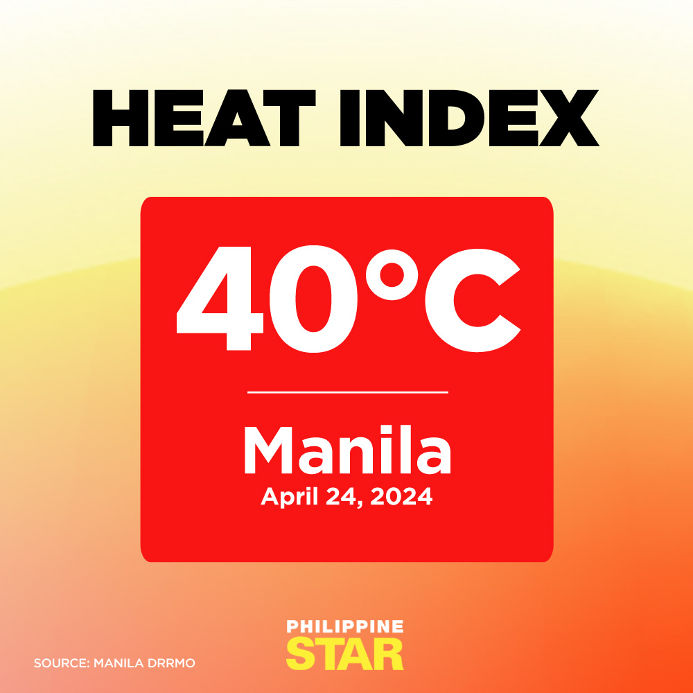 DON'T FORGET YOUR UMBRELLA! 🥵🌂 The Manila Disaster Risk Reduction and Management Office (DRRMO) recorded the city's heat index at 40 degrees Celsius as of 9:30 AM on Wednesday. 'Possible pa itong tumaas sa mga susunod na oras. Sa ganitong kondisyon, possibleng makaranas ng