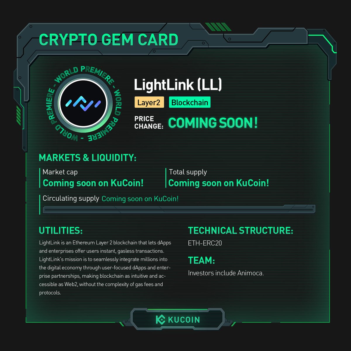 $LL trading is now live on #KuCoin!

🚀LL/USDT: trade.kucoin.com/LL-USDT?utm_so… 

Find out more about LightLink in #KuCoinCryptoGem card.

#Layer2 #Blockchain