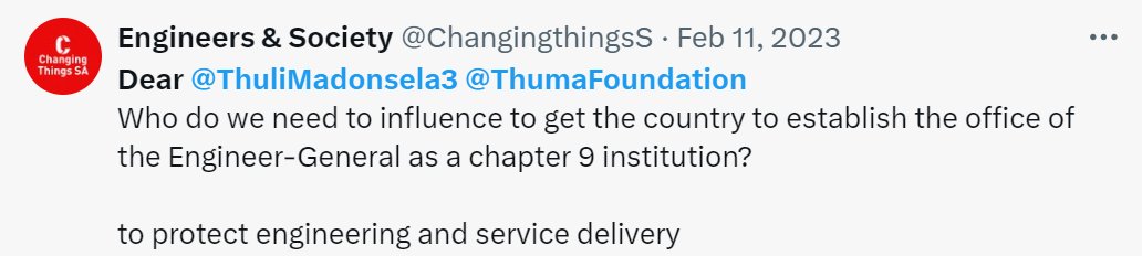 'Many people only do the right thing after a court of law has commanded them' ~ @ThuliMadonsela3 
#SA needs the Office of Engineer-General (Ch9), #CityEngineers,  can @PresidencyZA  @GovernmentZA and @ParliamentofRSA act on these solutions without being taken to court?