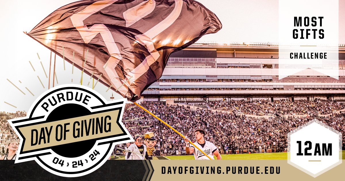 📣 It’s rally time 📣 #PurdueDayofGiving starts now! Let’s show the world what’s possible when #Boilermakers rally together for #Purdue. Help us win $1,250 in bonus funds this hour by making a gift athttps://dayofgiving.purdue.edu/organizations/purdue-agriculture