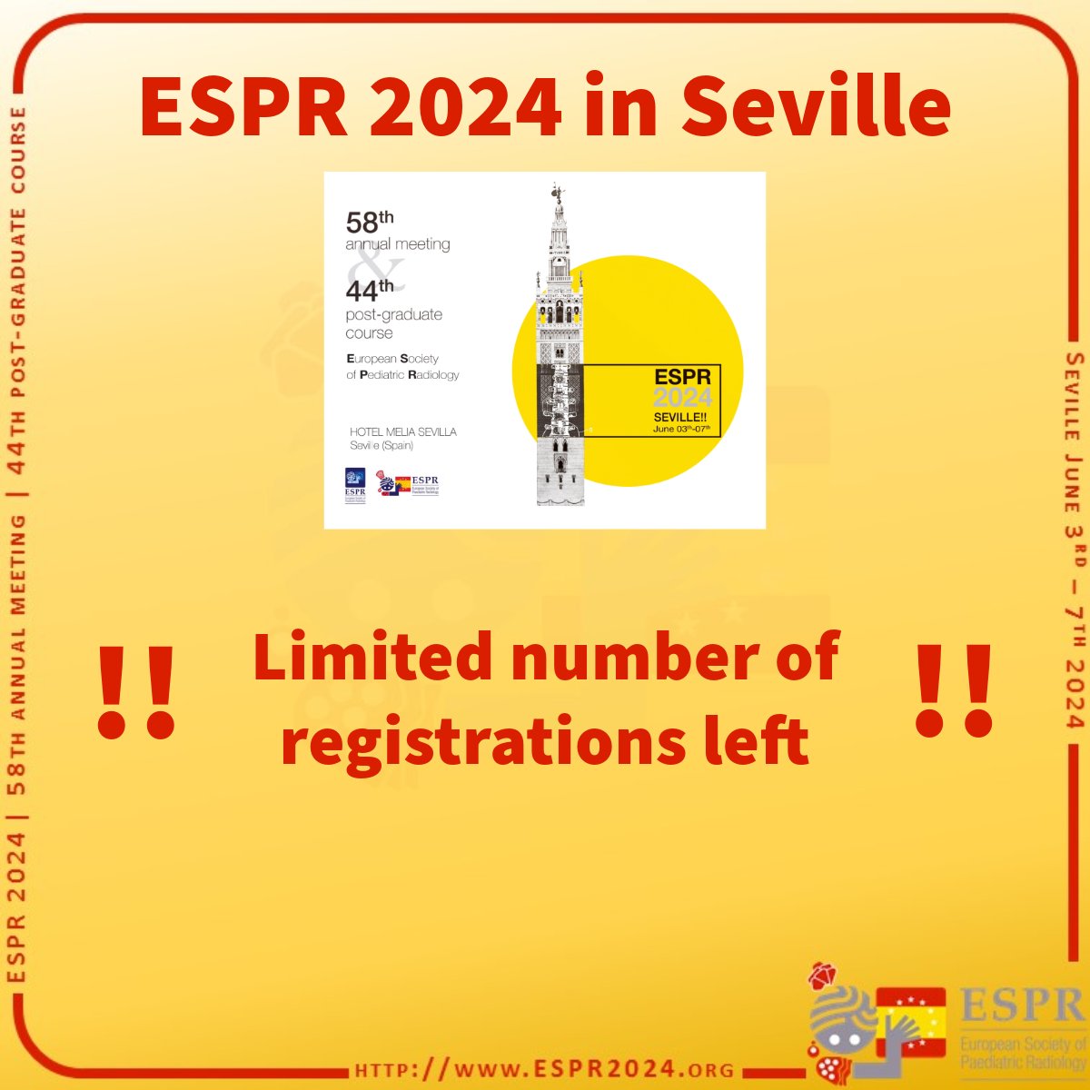 You are amazing! We have so many registrations for our upcoming congress #ESPR2024, that there are only a limited number of available spots left! If you have not registered yet, make sure to get your seat at espr2024.org/index.php/insc…