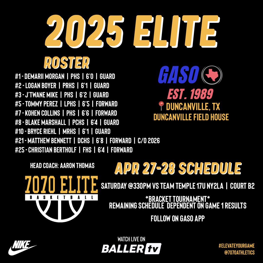 Our 2025 Elite Roster & Schedule for the @TexasHoopsGASO Spring Championships‼️ HC: @CoachThomas_11 #ElevateYourGame | #WeComin | #LoyalToTheSprings