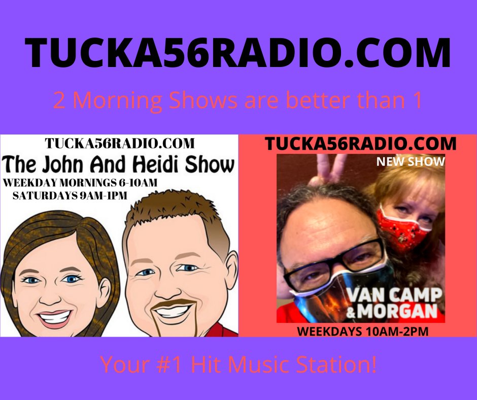 Wake UP w/ John & Heidi and Van Camp & Morgan Weekdays 6am-2pm
#Listen
#HitMusicGuarantee
TUCKA56RADIO.COM 
player.live365.com/a23969 
#TUCKA56RADIO 
#HitMusic #BTSSpotlight
GET LIVE 365 FREE MOBILE APP 
I Phone> apple.co/2FBVlQG 
Android> bit.ly/2X94SUV