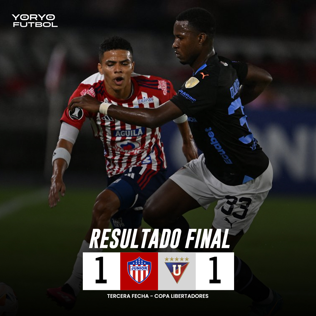 ❌🇦🇹 ¡ #AtléticoJunior vuelve a ceder puntos en casa! 

⚠️ Los tiburones no pudieron aprovechar las chances de gol ocasionadas y terminaron igualados ante Liga de Quito. 🇪🇨 

#Libertadores #CopaLibertadores #FútbolSudamericano #FútbolColombiano