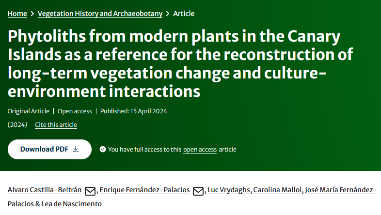 📢New paper alert! Phytolith reference collection of a selection of plants in the Canary Islands relevant to the study of past socio-ecological interactions, led by our @AMBI_Lab members Álvaro Castilla-Beltrán (@paleoverde) y Enrique Fernández-Palacios (@ferpalenrique) 🌿🌴🏝️