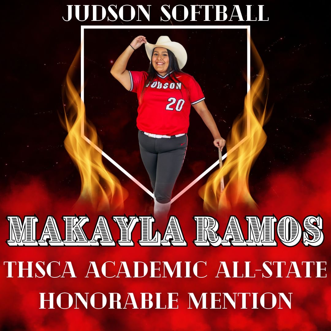 Congratulations Makayla Ramos- THSCA Academic All-State Honorable Mention! ❤️🚀🥎 ⁦@JISDRocketPride⁩ ⁦@JISD_ATHLETICS⁩ ⁦@JudsonISD⁩ ⁦@JudsonAthletics⁩ ⁦@judson_jaguar⁩ ⁦@WHMSAthletics⁩ ⁦@thefuelonline⁩