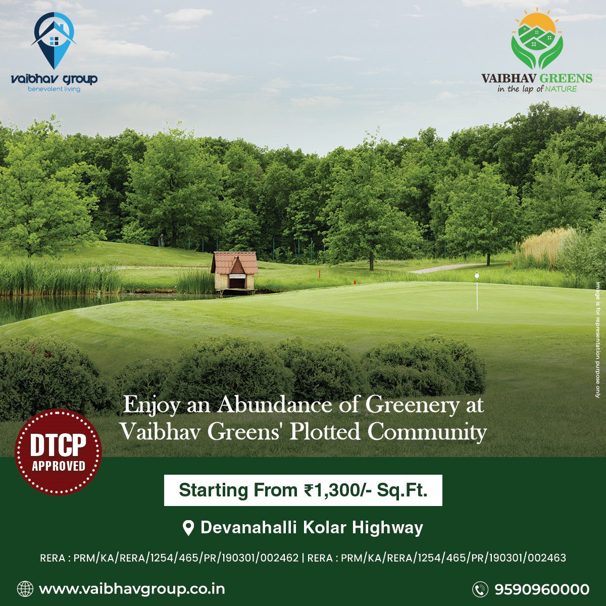 Enjoy an abundance of greenery at Vaibhav Greens - Commencing at ₹1,300/sqft* along Devanahalli Kolar Highway.
#VaibhavGroup #PlotsForSale #ResidentialPlots #LandForSale #InvestmentLand #RealEstate #PlotsInBangalore #Bengaluru #Karnataka #investinland