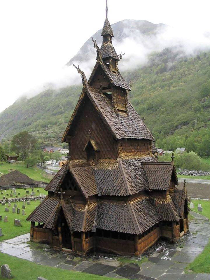 Excellent photo of Borglund church, Noway, over 800 years old. Like something out of a fairy-tale.