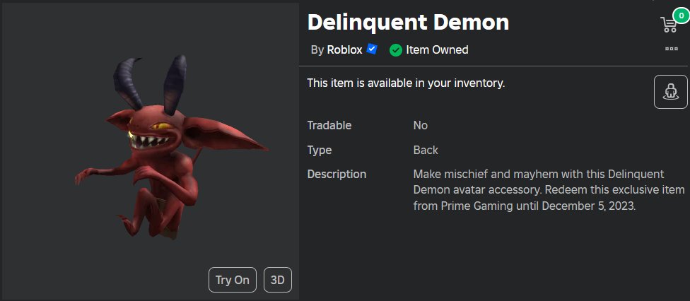 🎉 Delinquent Demon - Code Giveaway 🎉

📘 Rules:
- Must be following me + Like the tweet
- Reply with anything random

⏲️ 4 random winners will be picked tomorrow at 11 PM EST.
#Roblox #robloxgiveaway #robloxgiveaways #RobloxUGC