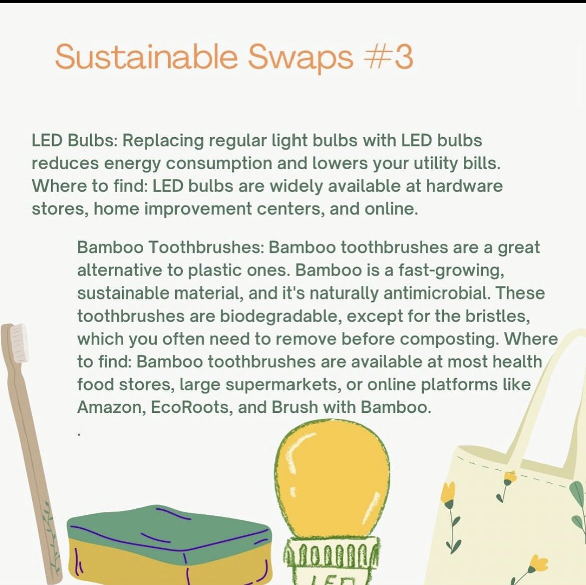 Small changes like switching to LED bulbs and using bamboo toothbrushes can make a big difference in reducing our environmental footprint.
#SustainableLiving #ReducePlastic #GreenLiving
