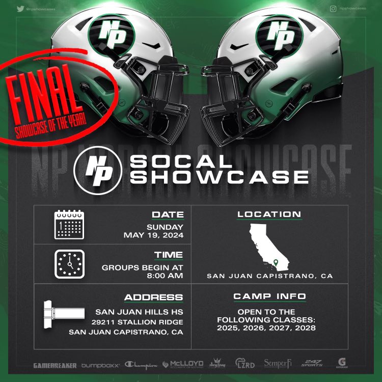 🚨SOUTHERN CALIFORNIA🚨 📍San Juan Hills 🤝@GregBiggins 🤝@BrandonHuffman 🤝@247Sports ✅ Verified Measurable’s ✅ 1 on 1’s 🚨ATH’s will be 🎥 & sent to our 270+ college clients (P4-D-III)🚨 🔗Register➡️ stakd.cc/3u0lX9L