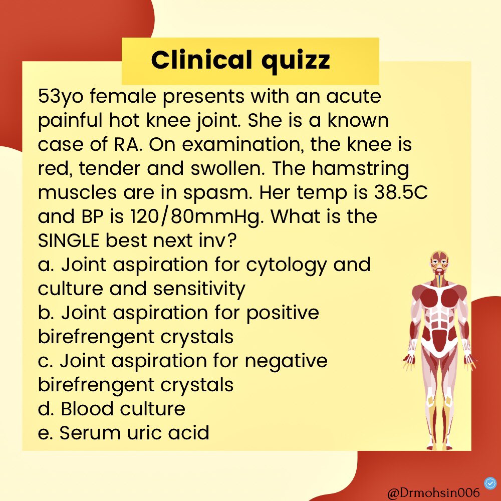 The frequently asked question in exams, the next best investigation?
Share your answer in the comments. 
#MedEd  #MedX #MedTwitter