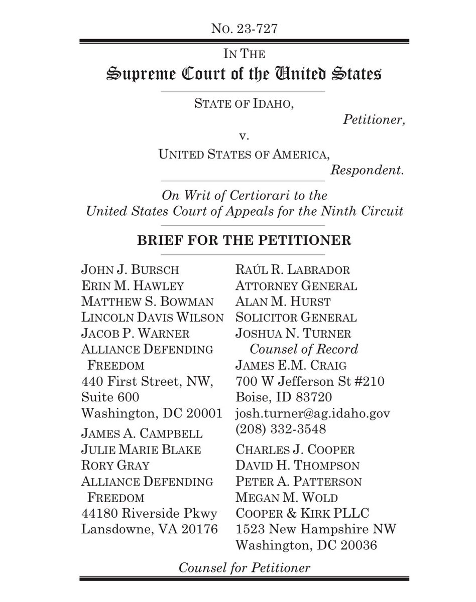 ADF is a far-right Christian legal advocacy org. They are representing Idaho “without charge” in the EMTALA abortion emergency care case that is at SCOTUS in the morning. (Second item here: lawdork.com/p/breaking-sco…)