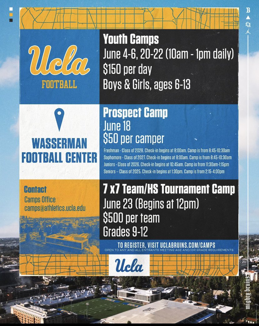 UCLA Football has youth camps for all ages.