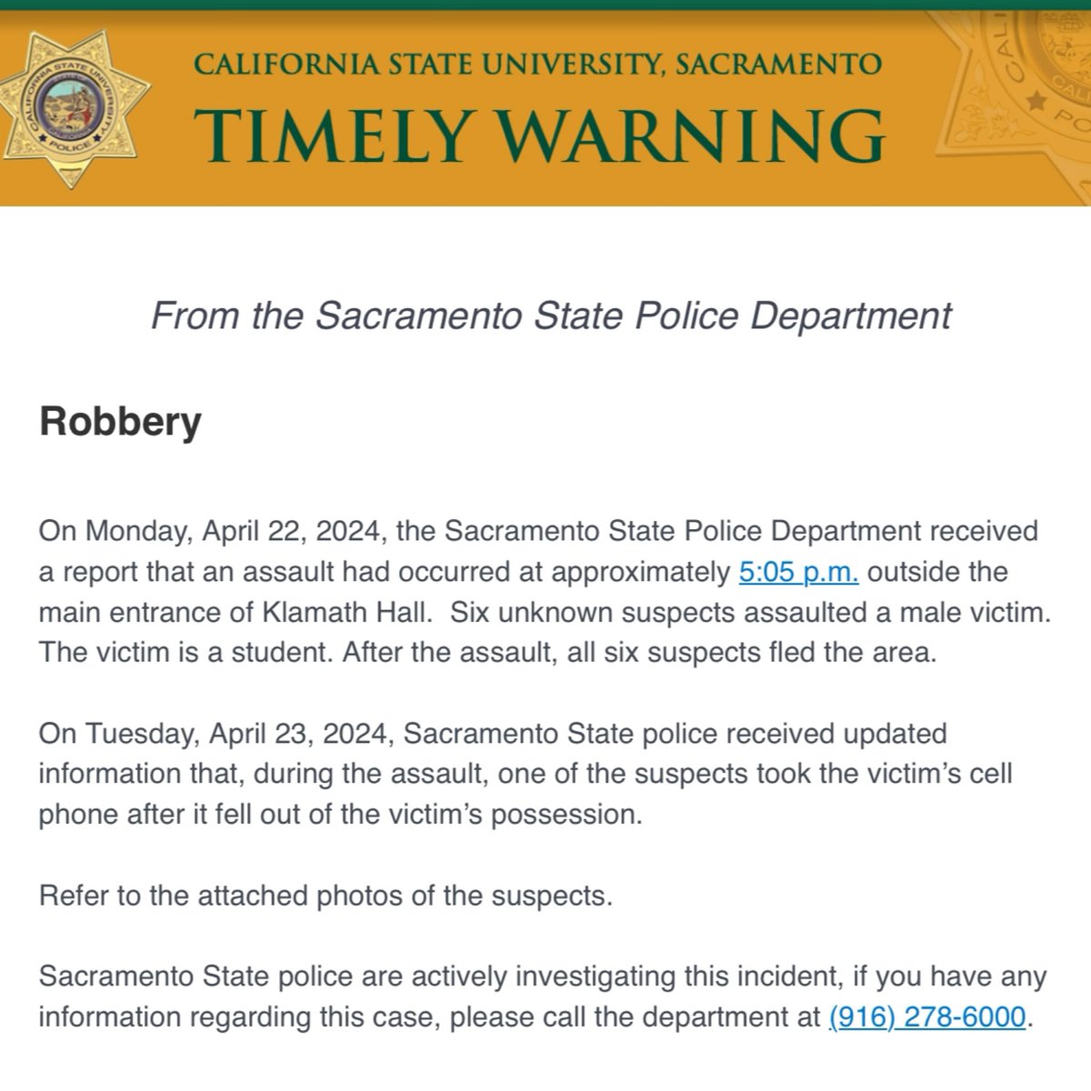 Timely warning from @sacstatepolice. For full message: t.e2ma.net/message/u6ah1f…