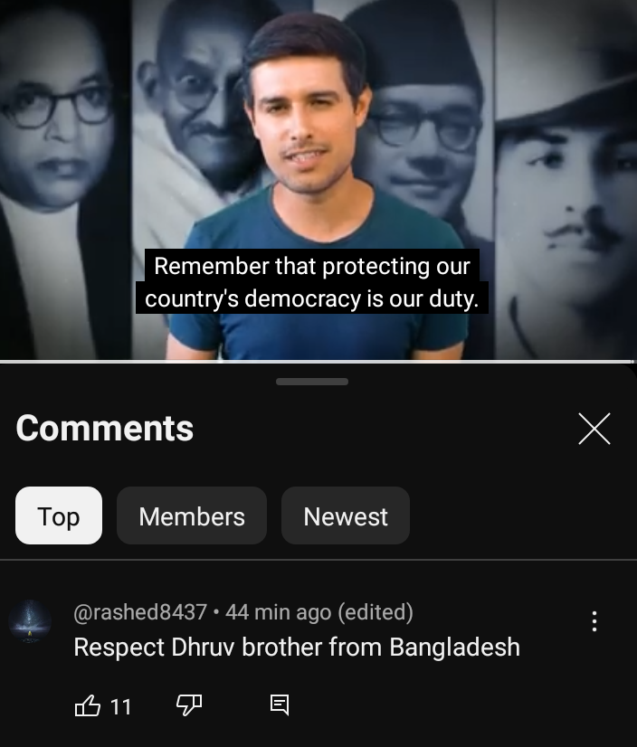dars_han22's tweet photo. Bangladeshi tak aa rhe hai democracy bachane ke liye
Akhand bharat in making🔥🔥
Respect for dhruv rathi 🙌🙌 https://t.co/Ofah3ZGrpi
