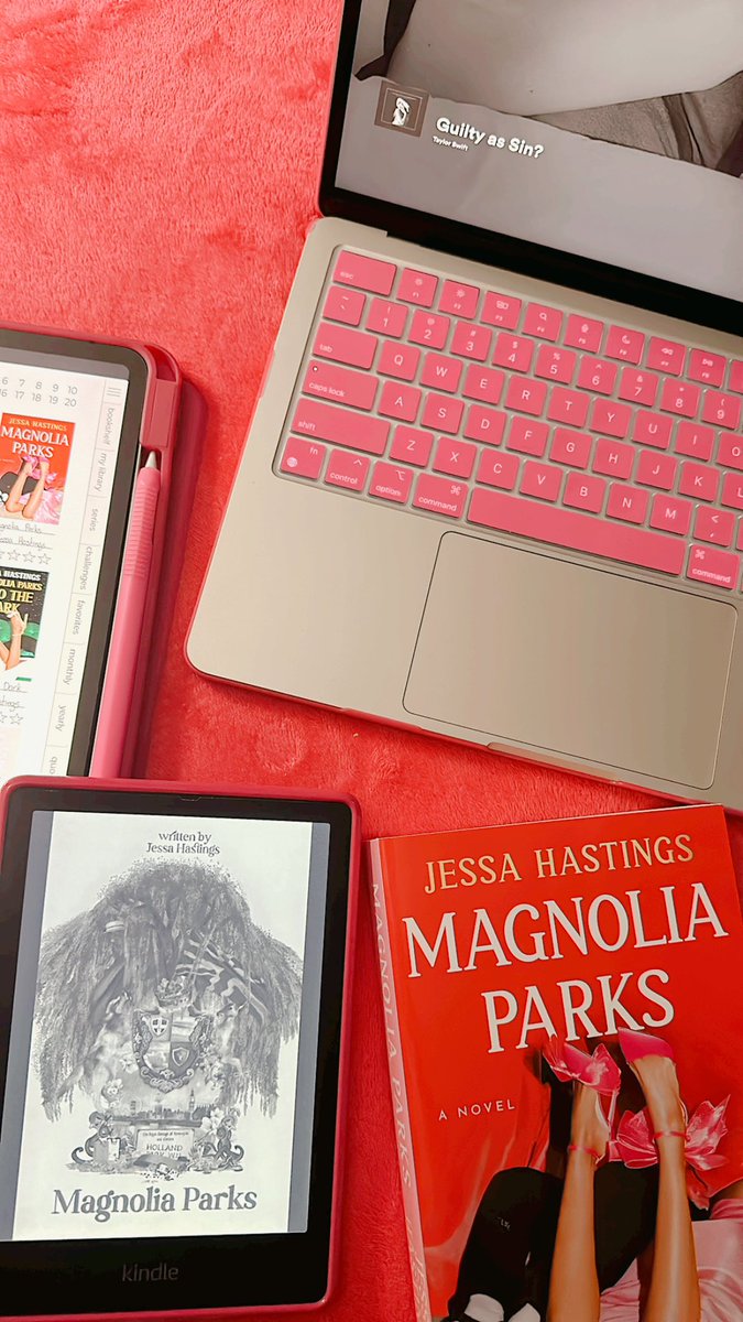 jackiefairytale's tweet photo. I started reading Magnolia Parks today while I listened to my hyperfixated song of the day off of #TSTTPD  which was Guilty As Sin? #booktwt https://t.co/j78t9i9HJu