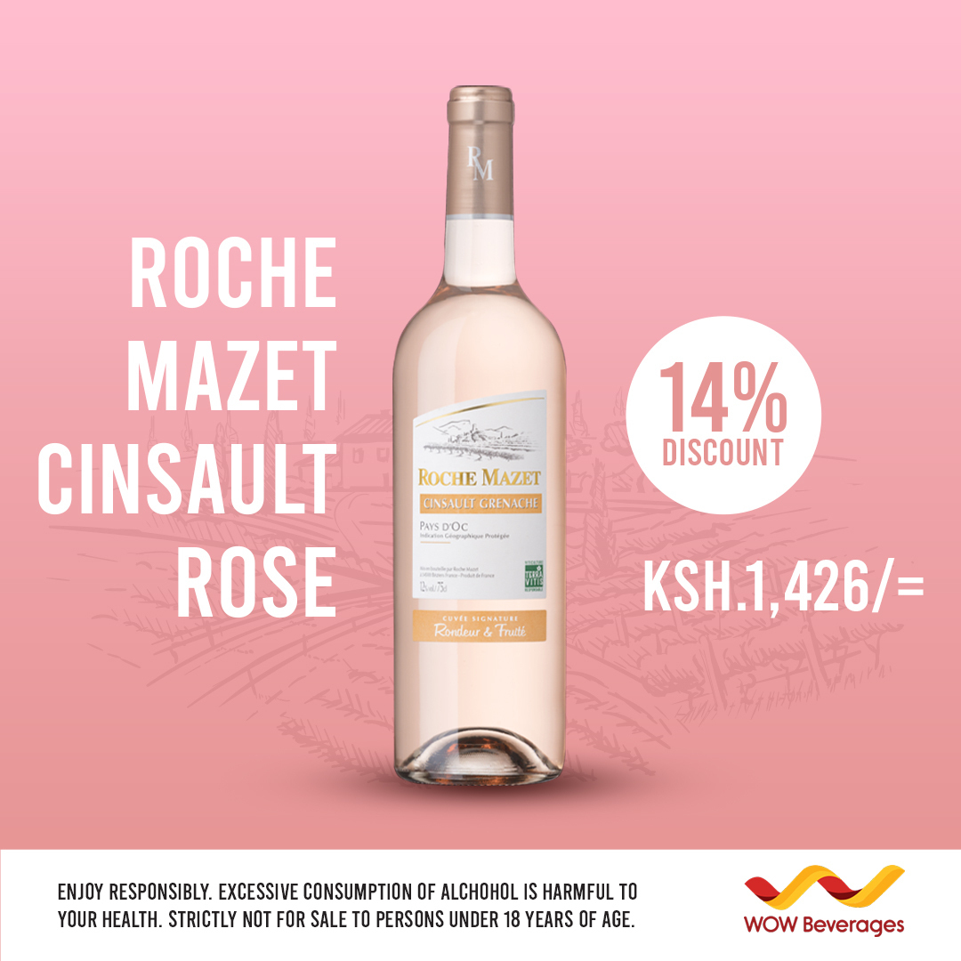 Can't decide between happy hour and staying in? Our 14% off Roche Mazet Cinsault Rose makes the choice easy. Offer valid till 31st May. Only available on the website >> wowbeverages.co.ke.

T&C apply. Not for sale to persons under 18 years.

#Drinkresponsibly #WowBeverages