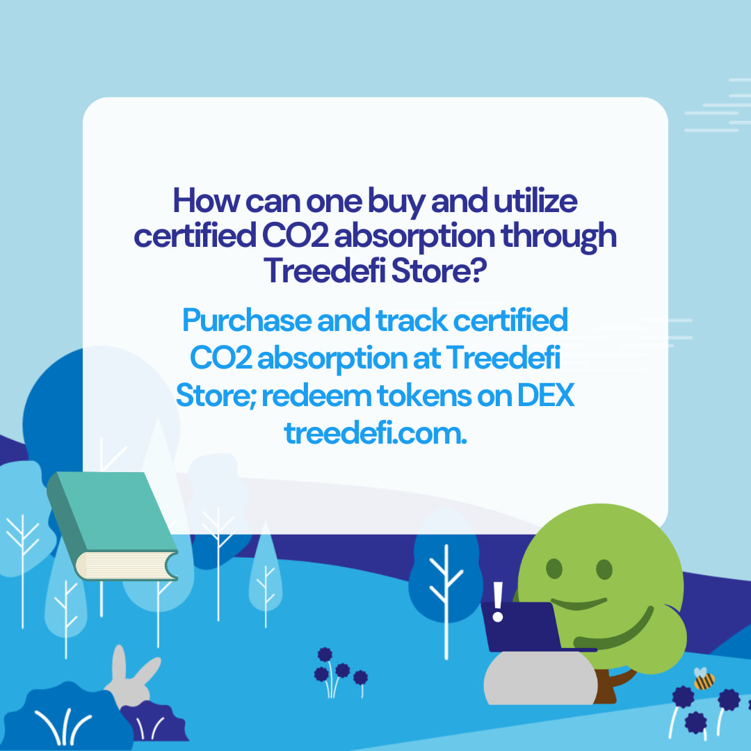 Individuals and companies can buy certified CO2 absorption from Treedefi Store (treedefi.store), tracking and verifying activities, and redeem absorbed CO2 in tokens for use on DEX treedefi.com.

#Treedefi #CarbonOffset #CarbonOffsetToken