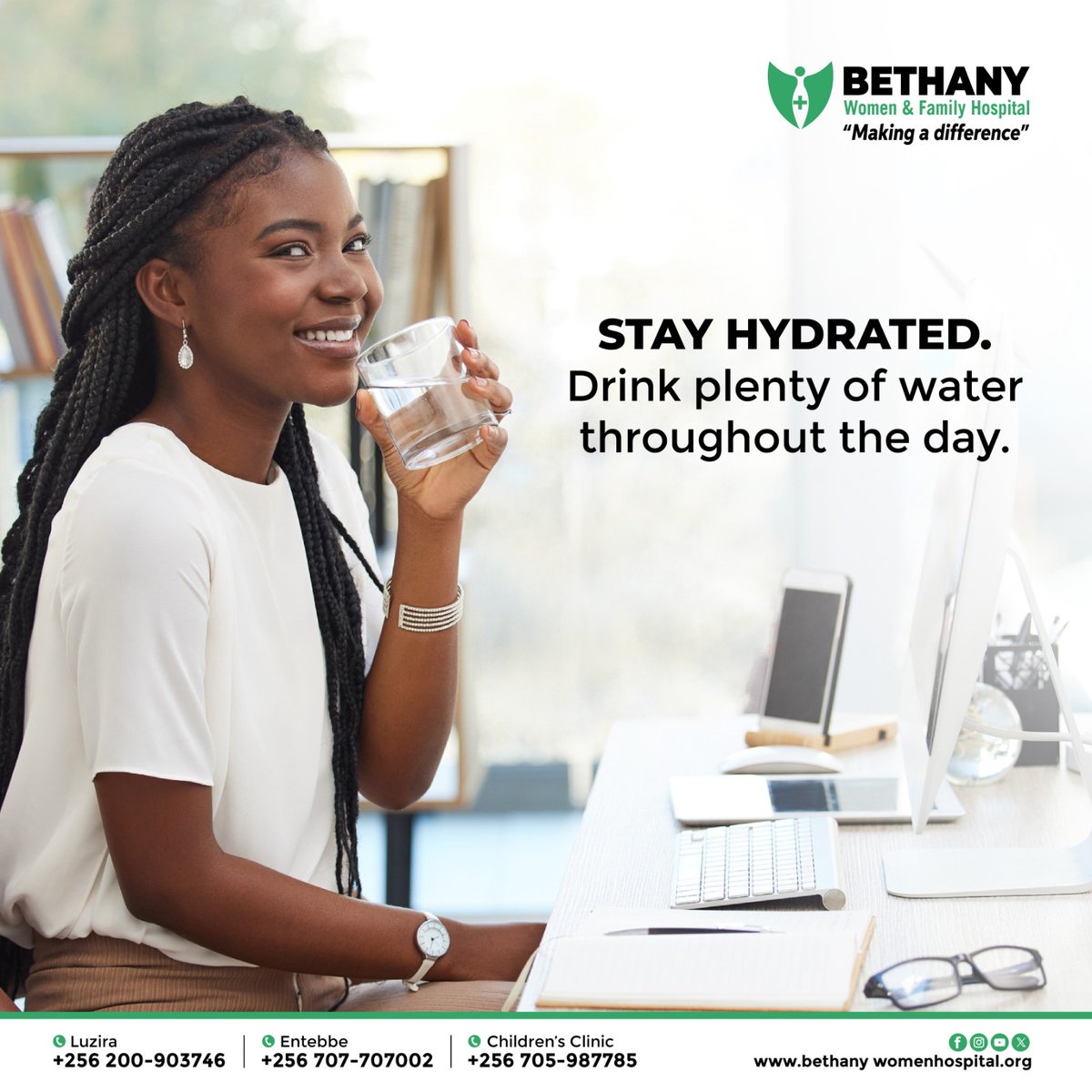 Stay hydrated, stay healthy!💧💦 Keep your body functioning at its best by drinking plenty of water throughout the day!  

#HydrationIsKey #HealthyHabits #MakingADifference