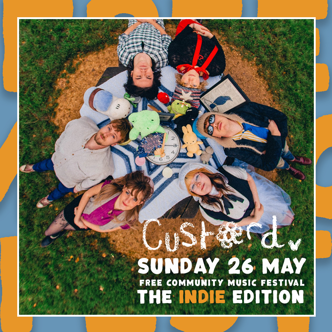 We'll also be joined by dream-pop duo @mumbletide, 'Jangly' indie band The Easy Peelers, lively 4-piece @wavechaseband & art-pop six-piece Custard 🧡