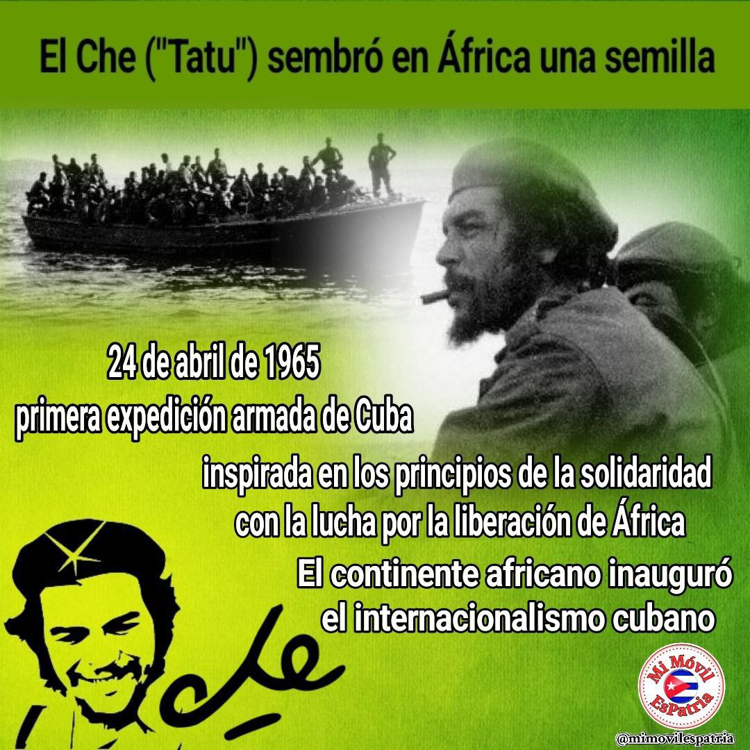 A 59 años de la llegada del Comandante Ernesto Guevara con 13 compañeros de lucha al Congo, se recuerda la primera expedición armada de Cuba, inspirada en los principios de la solidaridad con la lucha por la liberación de África. #CubaViveEnSuHistoria #MiMóvilEsPatria