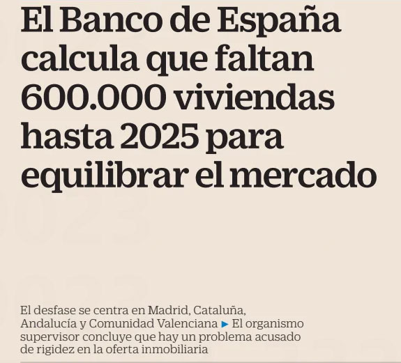 Proliferarán este tipo de informes para dirigir la acción pública a facilitar la construcción y subvencionar la puesta en el mercado, garantizando la tasa de ganancia. Y, sobre todo, para dirigir el debate a ese espacio: la falta de oferta.