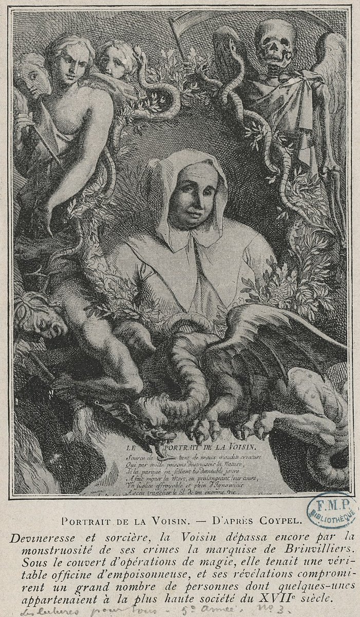 A contemporary portrait of Catherine Monvoisin, teller of fortunes, provider of poison, aphrodisiacs, abortion, and 'magical services' in 17th Century Paris. She could even lead a black mass if required.

A versatile cookie, I'm sure we can all agree.

#WyrdWednesday