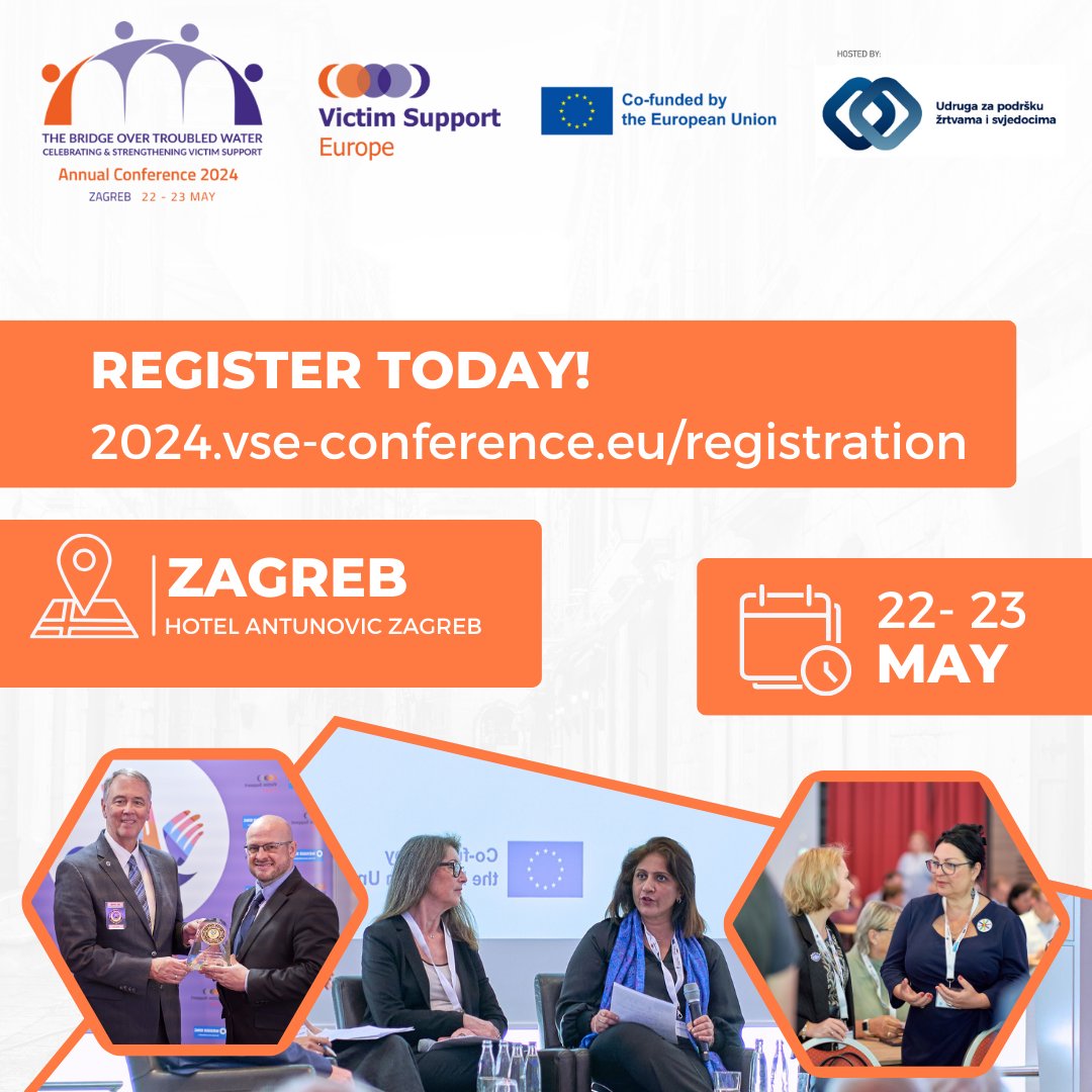 #VSEAC2024 continues with a second panel of experienced speakers, who will discuss outstanding achievements in victim support. Register: 2024.vse-conference.eu/registration/ Learn more: 2024.vse-conference.eu #VictimSupportEU @NPC_116006 @rikosuhrit @VSScotland @APAV_Online