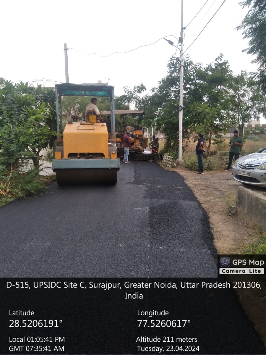 Road Construction is in swing! Construction of roads in the UPSIDA industrial area, Site C Surajpur (housing sector) is in progress for smooth commutes for the passersby. #UPSIDA #UttarPradesh #industrial_development #Roadconstruction