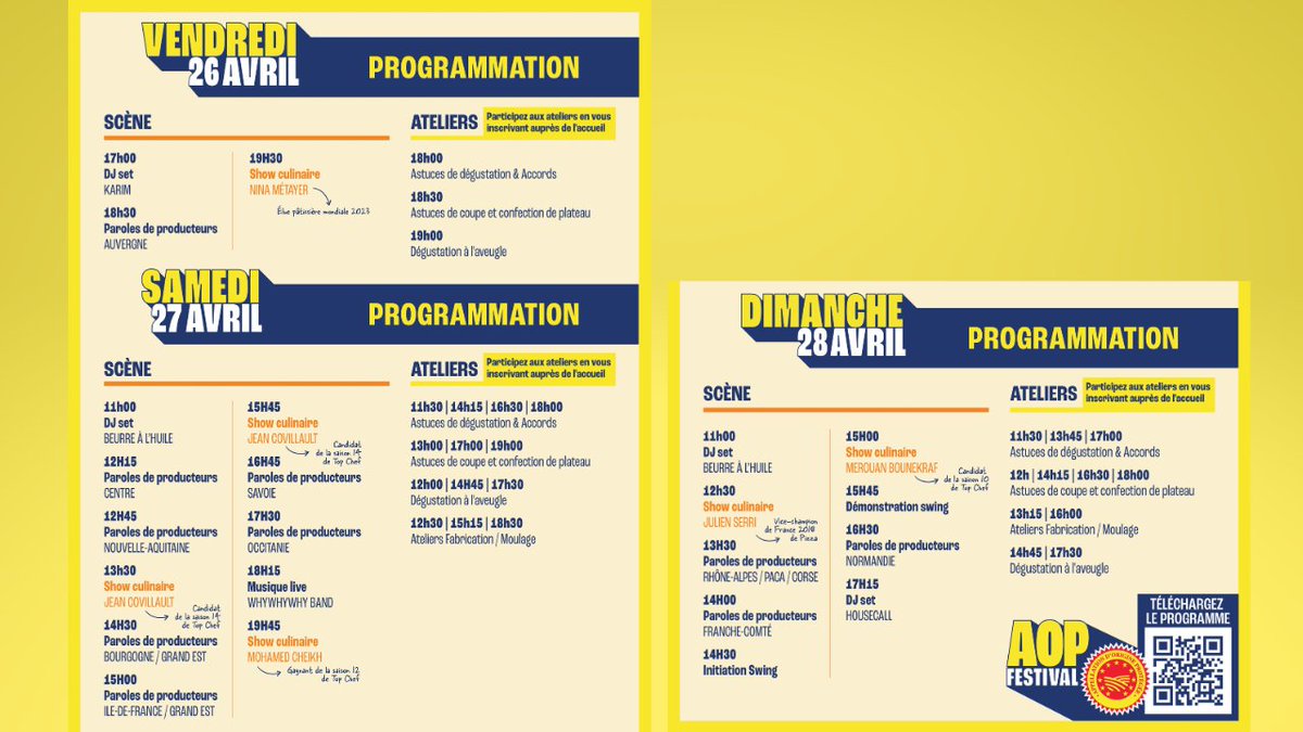 🔴 La 2ème édition de l'AOP Festival, food &amp; culture, se déroulera du 26 au 28 avril 2024 <a href="/104paris/">CENTQUATRE-PARIS</a>
Demandez le programme des festivités...