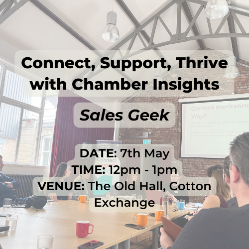 We’re super excited to announce our second Chamber Insights Workshop in collaboration with @BW_SciTech🙌 Join @SalesGeekHQ for a game-changing session to revolutionise the way you connect with your clients and skyrocket your business🚀 Register below⬇️ bit.ly/3xAtNZx