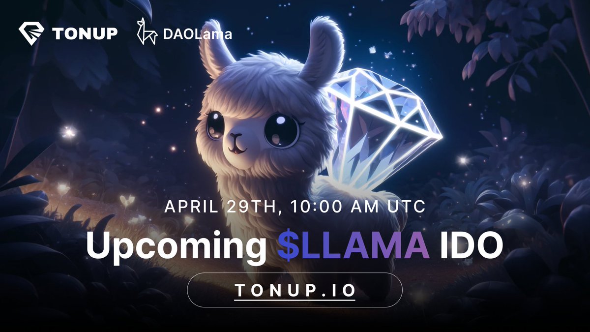🎉 Get ready for the highly anticipated $LLAMA IDO on #TonUPx ! 🦙 @daolama_ton provides a comprehensive ecosystem for NFTs, including renting services, a dynamic marketplace, private auctions, and the upcoming token lending platform. This solution to unlock liquidity for…