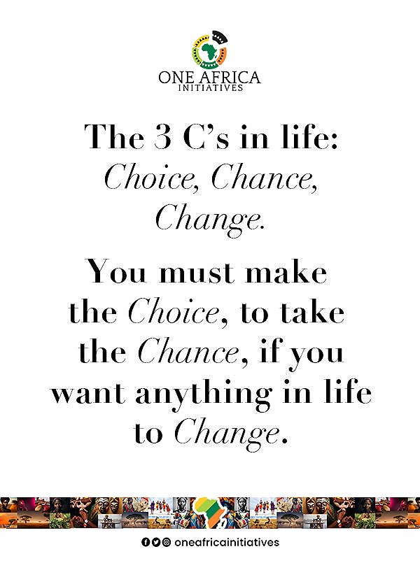 Embrace the 3 Cs of life - Choice, Chance, and Change. Make the choice, take the chance, and watch your life change. 🌟

#LifeChoices #TakeTheChance #EmbraceChange #PersonalGrowth #Motivation #Inspiration #LifeJourney #PositiveVibes #SelfImprovement #Wisdom