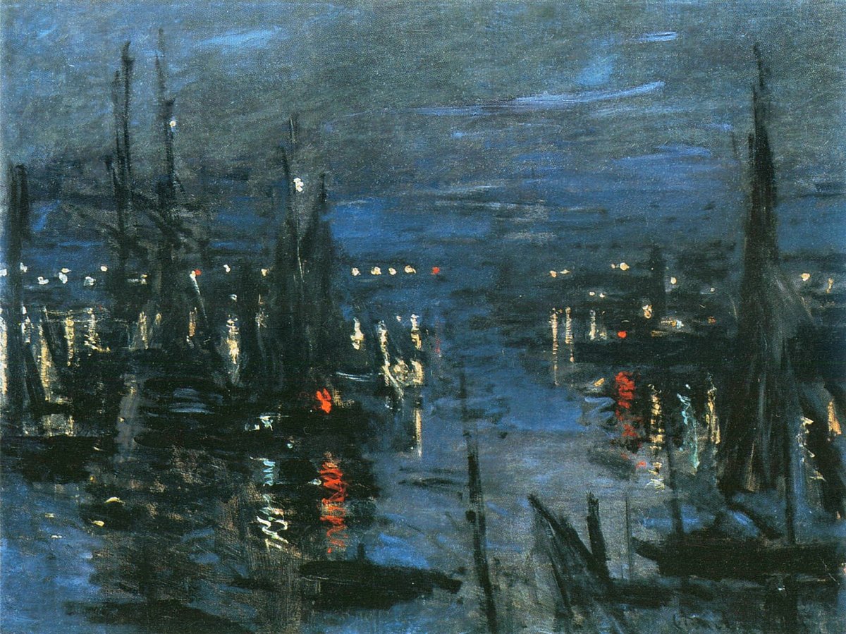 The Port of Le Havre, Night Effect, 1873 Get more Monet 🍒 linktr.ee/monet_artbot