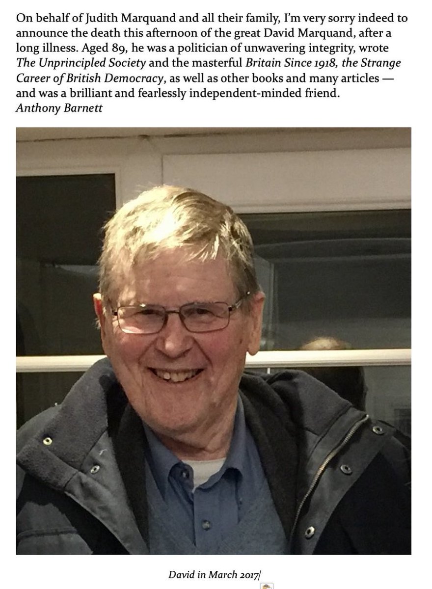 My friend and mentor David Marquand was a giant amongst social democratic thinkers. He will be hugely missed but his ideas will guide us in the chaotic times to come @CompassOffice @LabourList @RenewalJournal