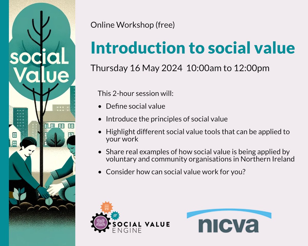 We're delighted to be partnering with @NICVA in delivering this online session on how Social Value can help demonstrate your impact. Come join us! nicva.org/event/an-intro…