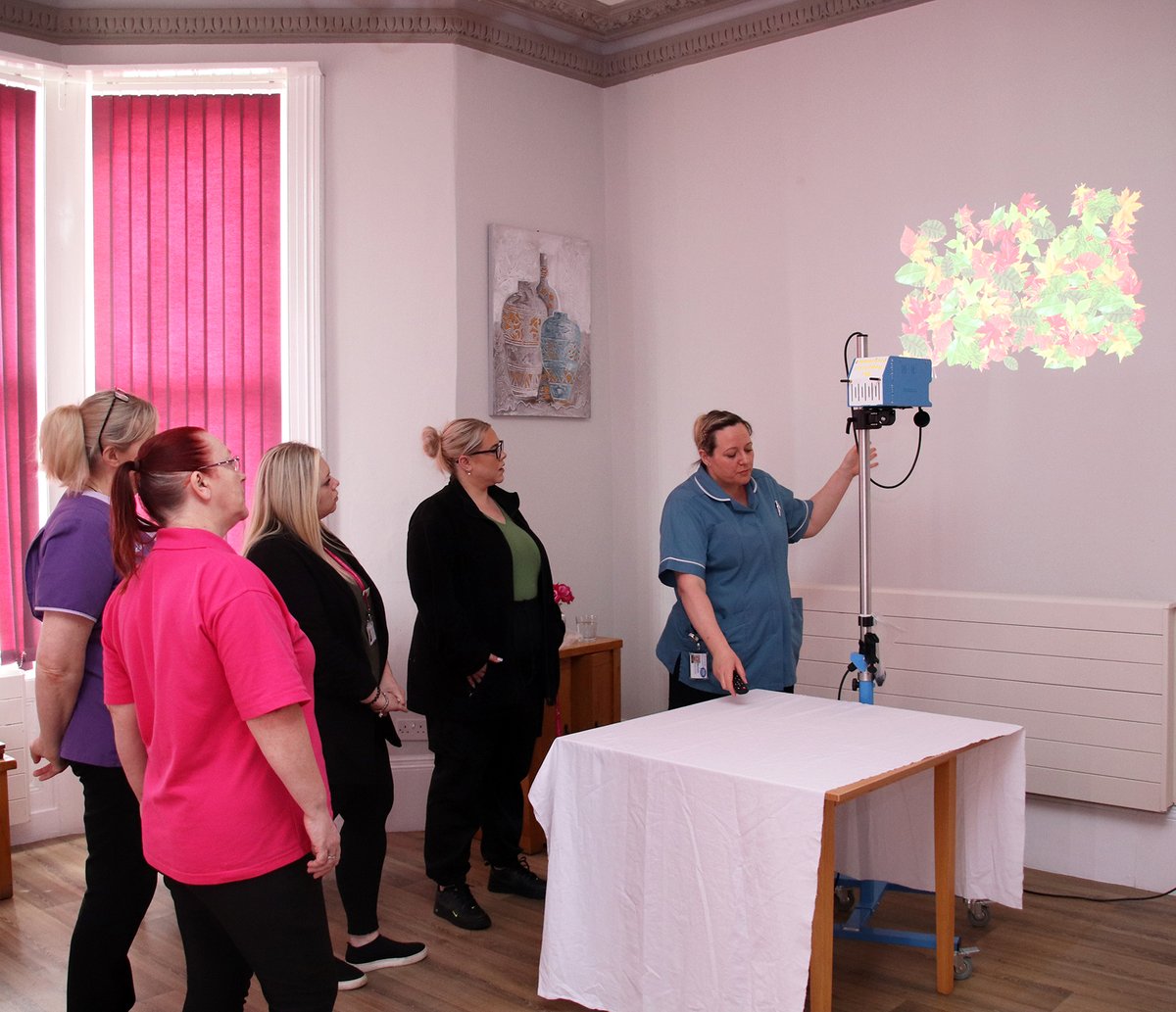 saintceciliasuk's tweet image. We are trialling an interactive light protector from @SocialAblty which enables users to play games, tackle puzzles &amp;amp; quizzes, paint a picture or watch a mindfulness video. The screen can be projected on to a table, a wall, the floor, a bed or the ceiling. 
#HappinessProgramme