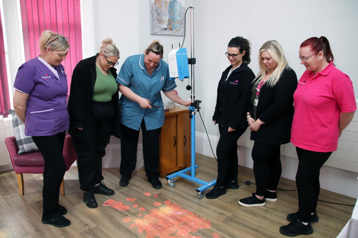 saintceciliasuk's tweet image. We are trialling an interactive light protector from @SocialAblty which enables users to play games, tackle puzzles &amp;amp; quizzes, paint a picture or watch a mindfulness video. The screen can be projected on to a table, a wall, the floor, a bed or the ceiling. 
#HappinessProgramme