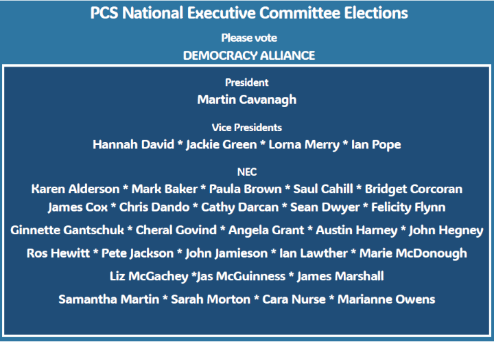 angelarosegrant's tweet photo. Cuts to civil service jobs mean cuts to public services, further cuts to your standard of living. #PCS elections are underway, vote Democracy Alliance for a strong campaigning National Executive Committee, and vote Left Unity in your employer groups #PCSelections @Pcsleftunity1 https://t.co/NQCLoJvesh