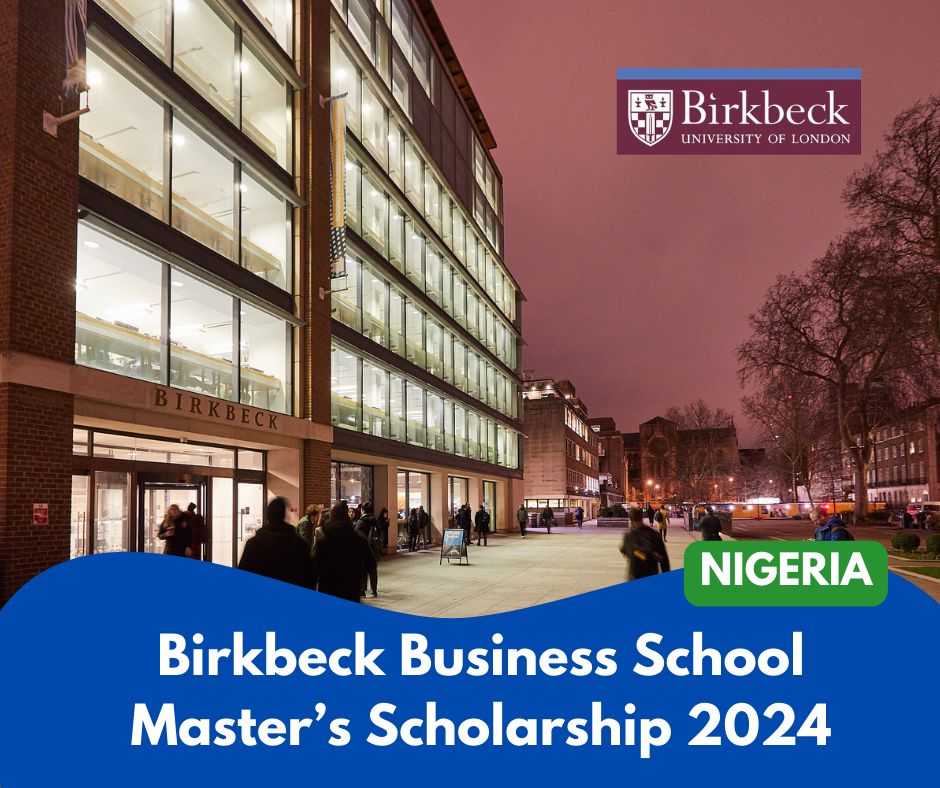 📌 Scholarship news: Birkbeck, University of London Business School Master's Scholarship 2024

The scholarship is available to students domiciled in Nigeria.

Find out more: bit.ly/3vTszZ9

#nigeria #scholarships #studyintheuk #postgraduatestudies