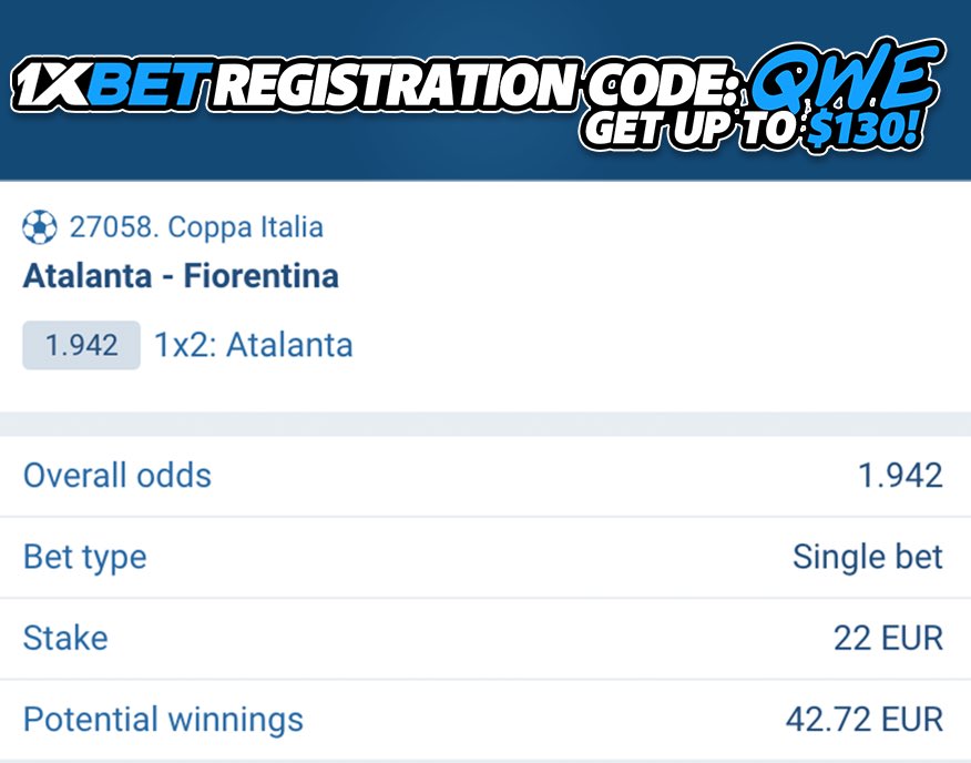 Atalanta will beat Fiorentina. Odds: 1.94❗️ Registration Promo Code (130$ bonus) = 'QWE' 🎁 Full Offer: affpa.top/L?tag=d_427079… #Betting #BettingTwitter #BettingPicks #BettingExpert #BettingSports #BettingX