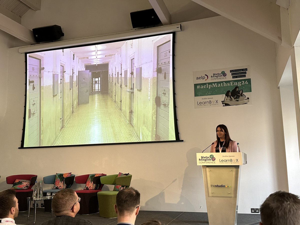 We’re now hearing from Lucy Dunleavy of our sponsors @weareLearnBox 

Lucy is talking about her experience of delivering education in prisons, and the challenges faced by prisoners in education. 

#aelpMathsEng24