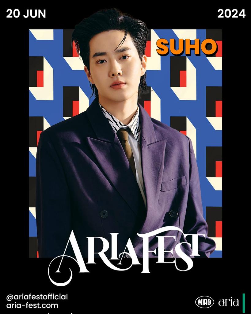 240424.
We are thrilled to reveal that SUHO, the leader of global phenomenon K-Pop group EXO,will be the first headliner of Aria Fest 2024! 
Live at Faliro Arena on June 20th
#AriaFest2024 #SUHOinAthens #SUHO #EXO #weareoneEXO #AriaGroup #MAD #KPWG #KpopworldGreece #KworldSociety
