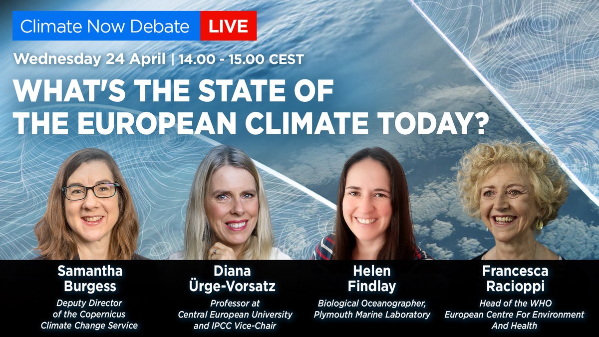 Don't miss today's #ClimateNow debate in which #C3S Deputy Director, @OceanTerra, and other experts will discuss the recently launched #ESOTC 2023 and how rising temperatures are affecting our health, our oceans and more.

🗓️Today at 14:00 CEST
▶️euronews.com/green/2024/04/…