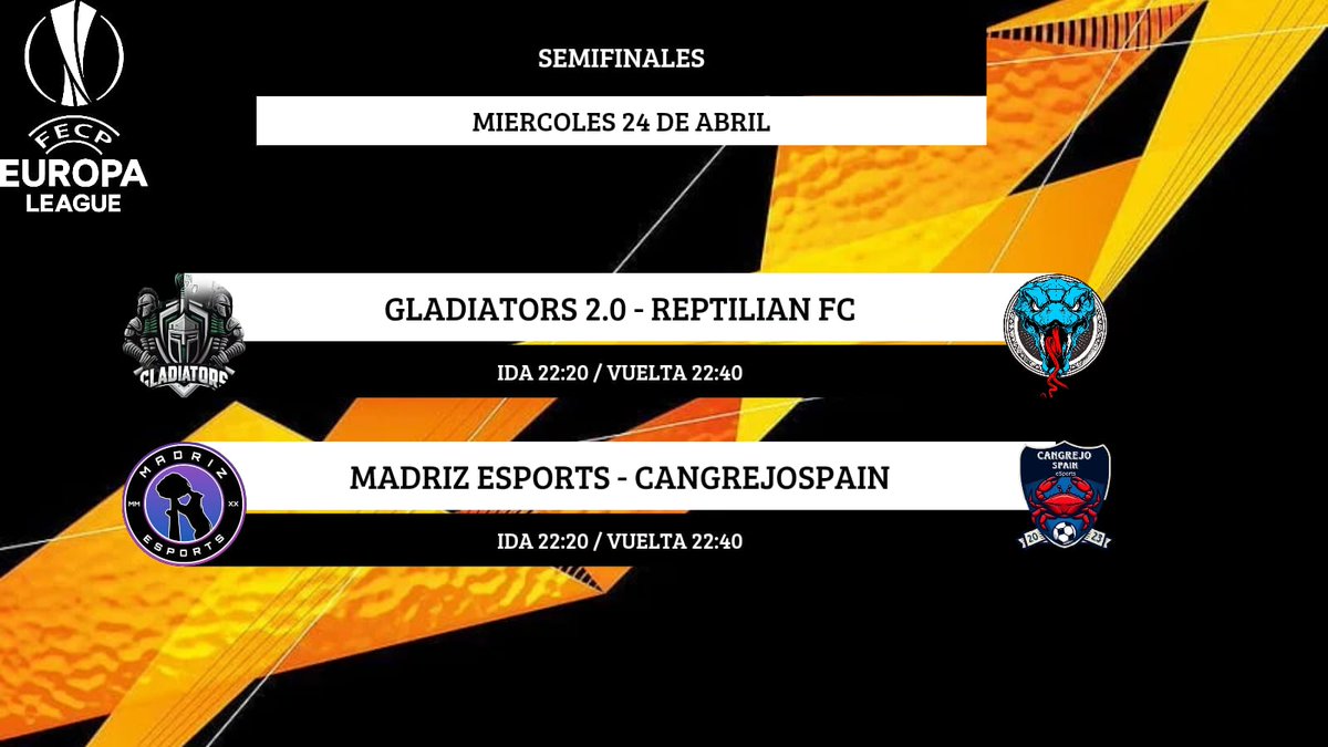 c_gladiators's tweet photo. Este enfrentamiento promete ser emocionante, ya que ambos equipos lucharán por un lugar en la final de la prestigiosa Europa League. ¡Que gane el mejor! 🏆⚽ https://t.co/oTQGXSXesI
