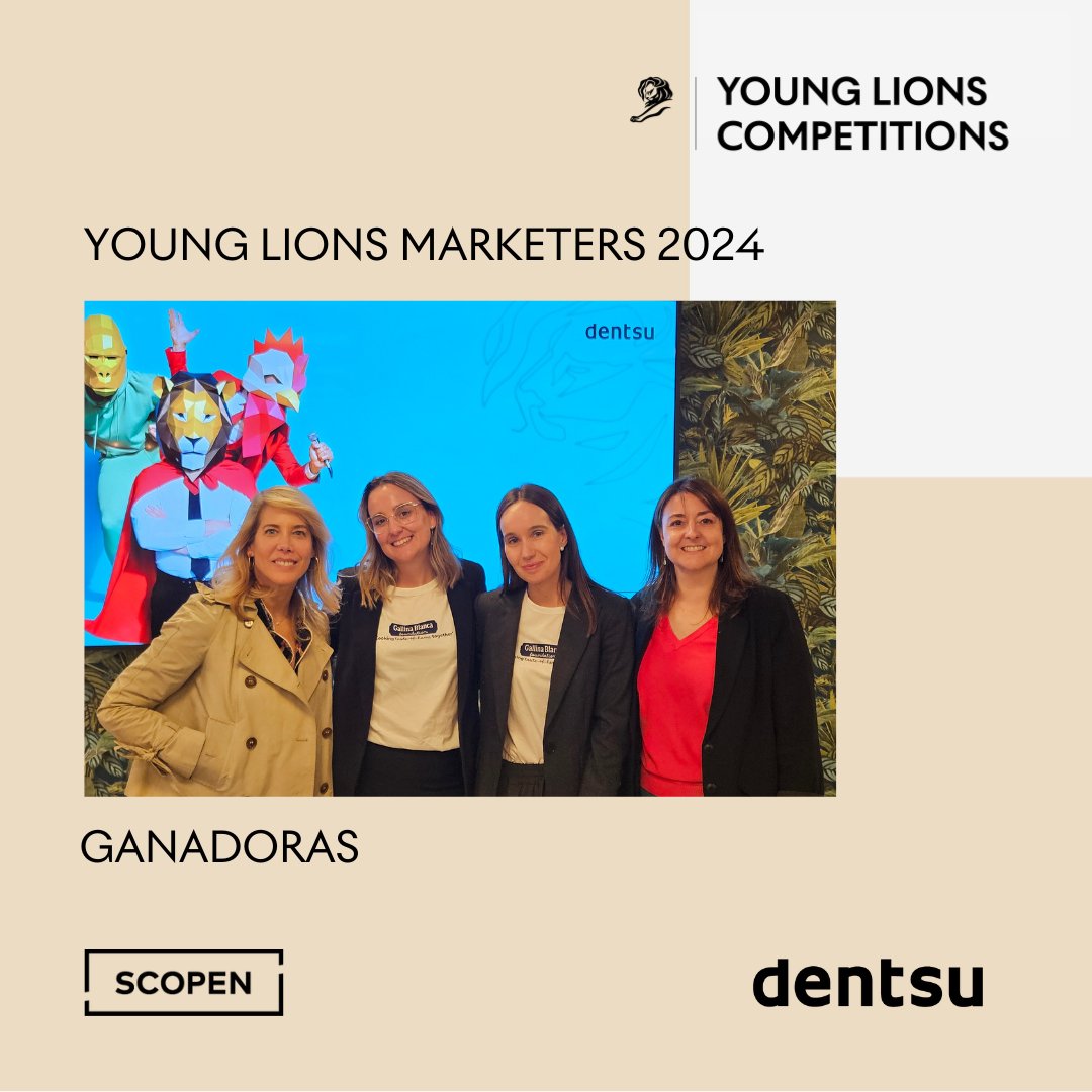 ❗🏆El equipo de @gallinablanca han sido las ganadoras de la competición española de #YoungLionsMarketers, y representarán a #España en @Cannes_Lions 2024! 🦁

Enhorabuena! 👏

Patrocinada por @dentsuESP - gracias por vuestro apoyo al #TalentoJoven ❤️

#YoungLions #CannesLions