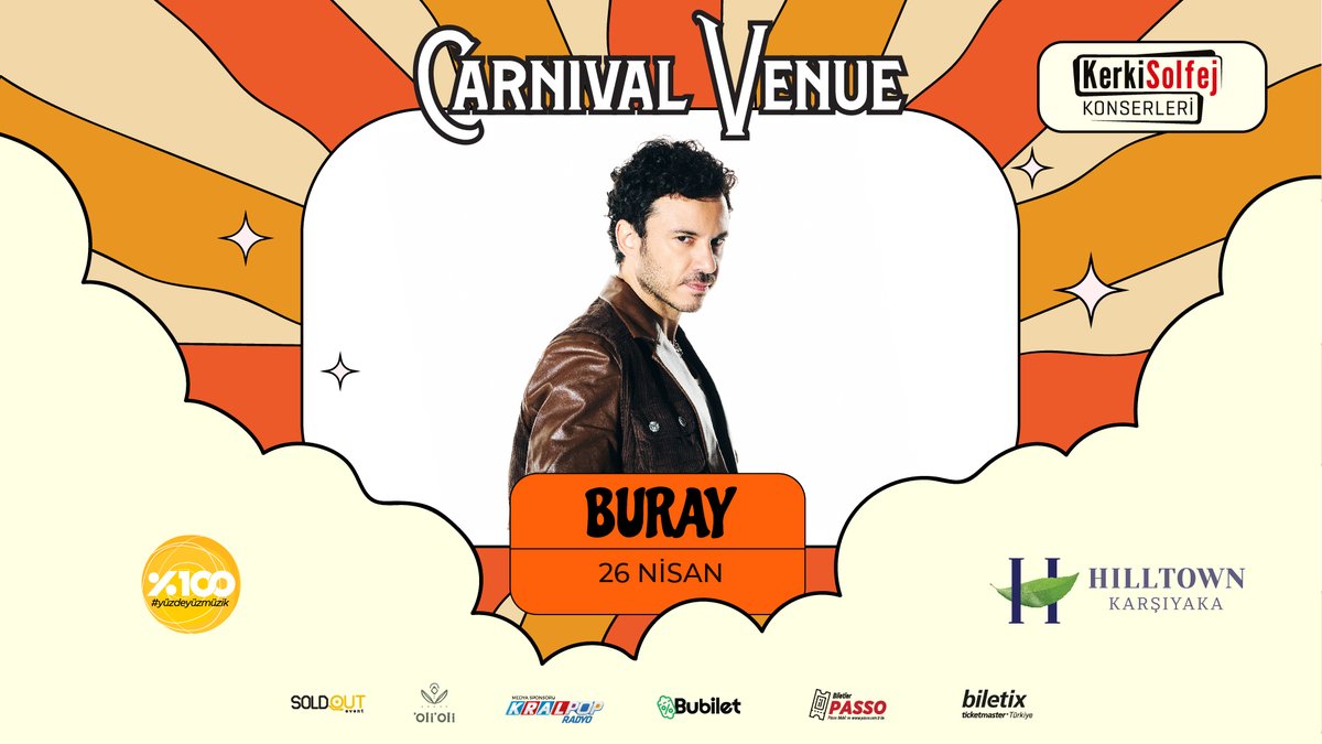 🎵🎤🎵 Buray, 26 Nisan’da İzmir Hiltown Carnaval Venue’de sahnede! Bilgi: 0850 205 10 20 @KerkiSolfej @Buraymusic #kerkisolfej #konser #kralmüzik
