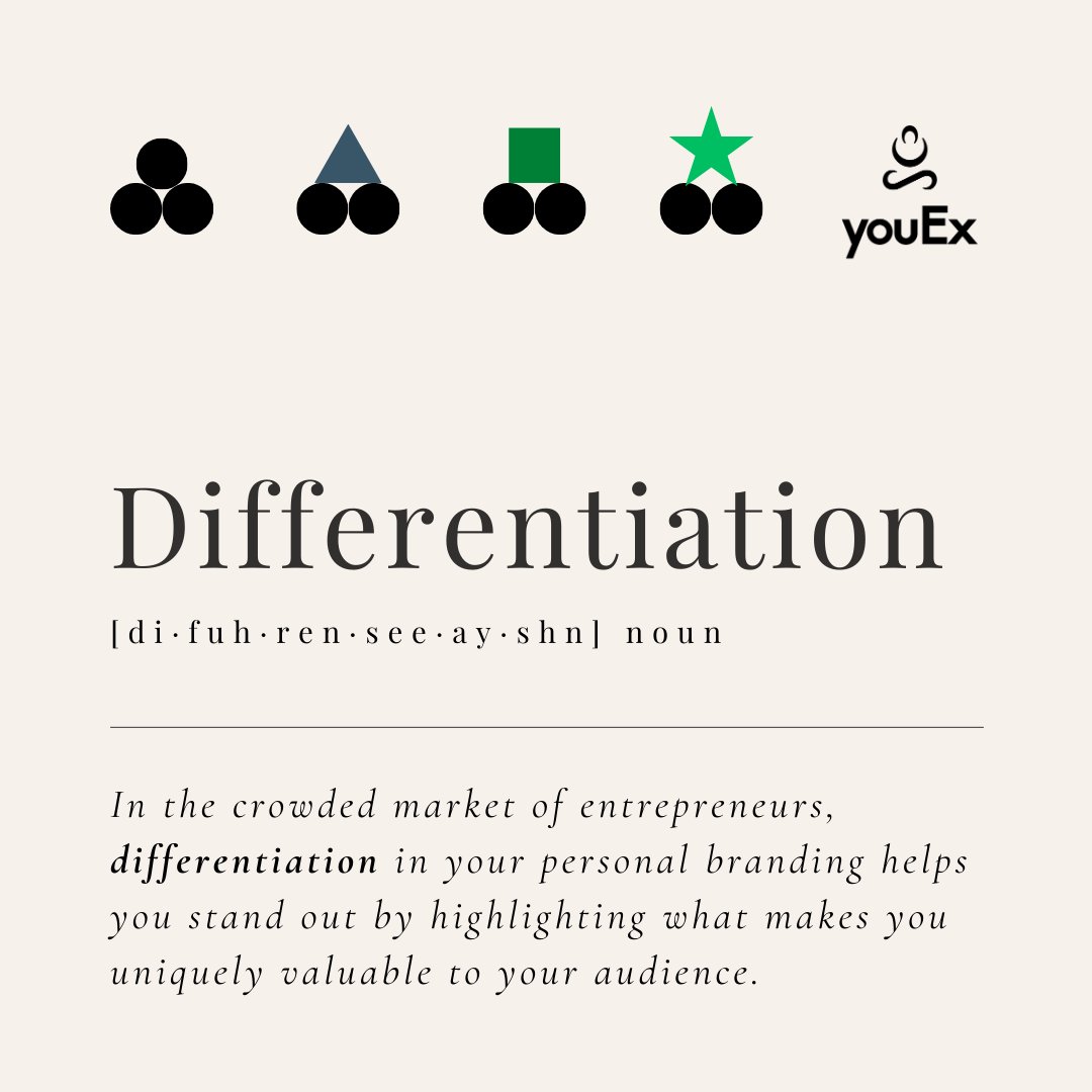Want to stand out in a crowded market? 

Differentiation in your personal branding highlights your unique value. 

It's not just what you do; it's how you do it that counts. 

Ready to make your mark?

#PersonalBranding #Entrepreneur #StandOut #youEx