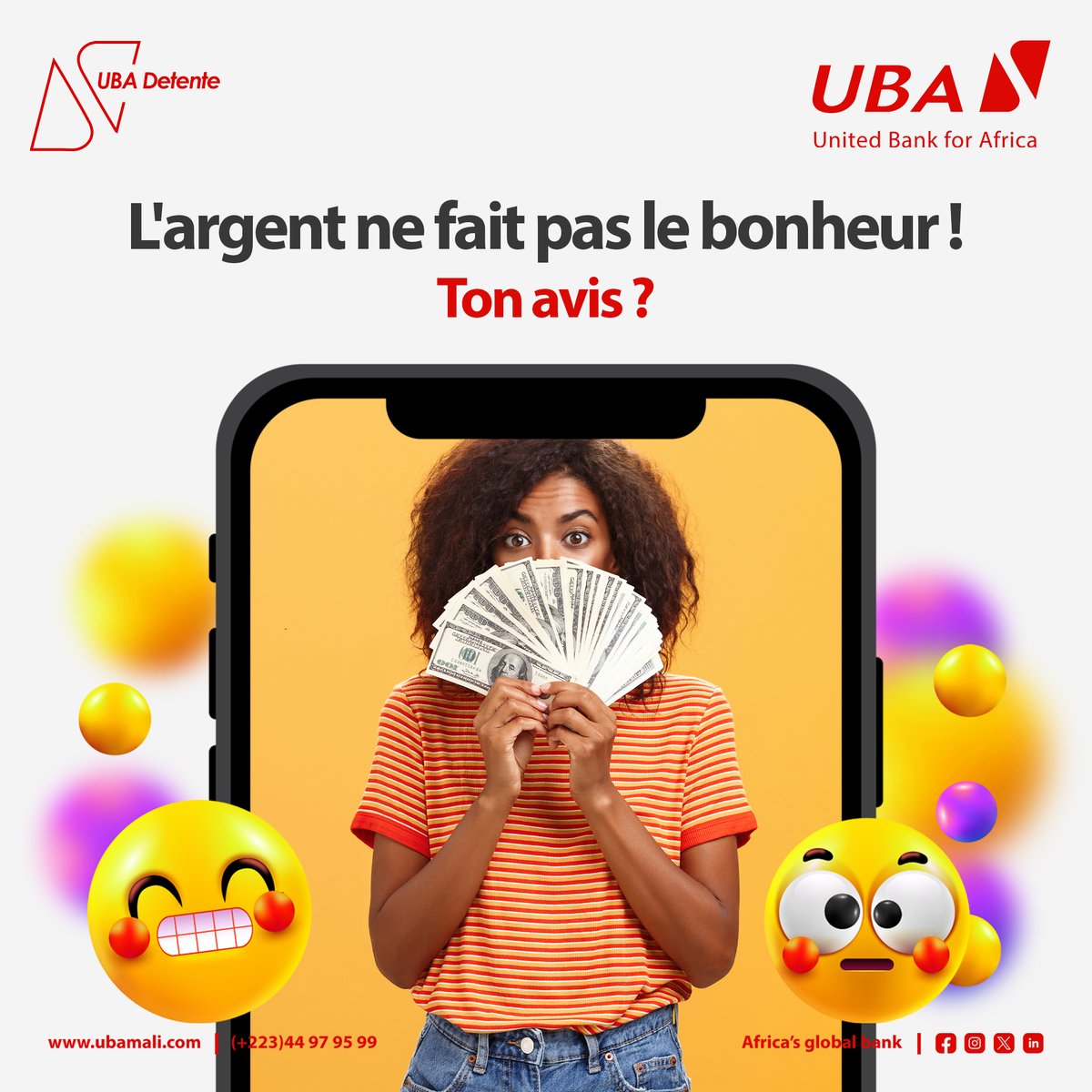UBA_Mali's tweet photo. Eternelle question! Quel est ton avis sur le sujet ? 🤣💸
#questiondargent #UBAMali #AfricasGlobalBank https://t.co/U804CXjSO8